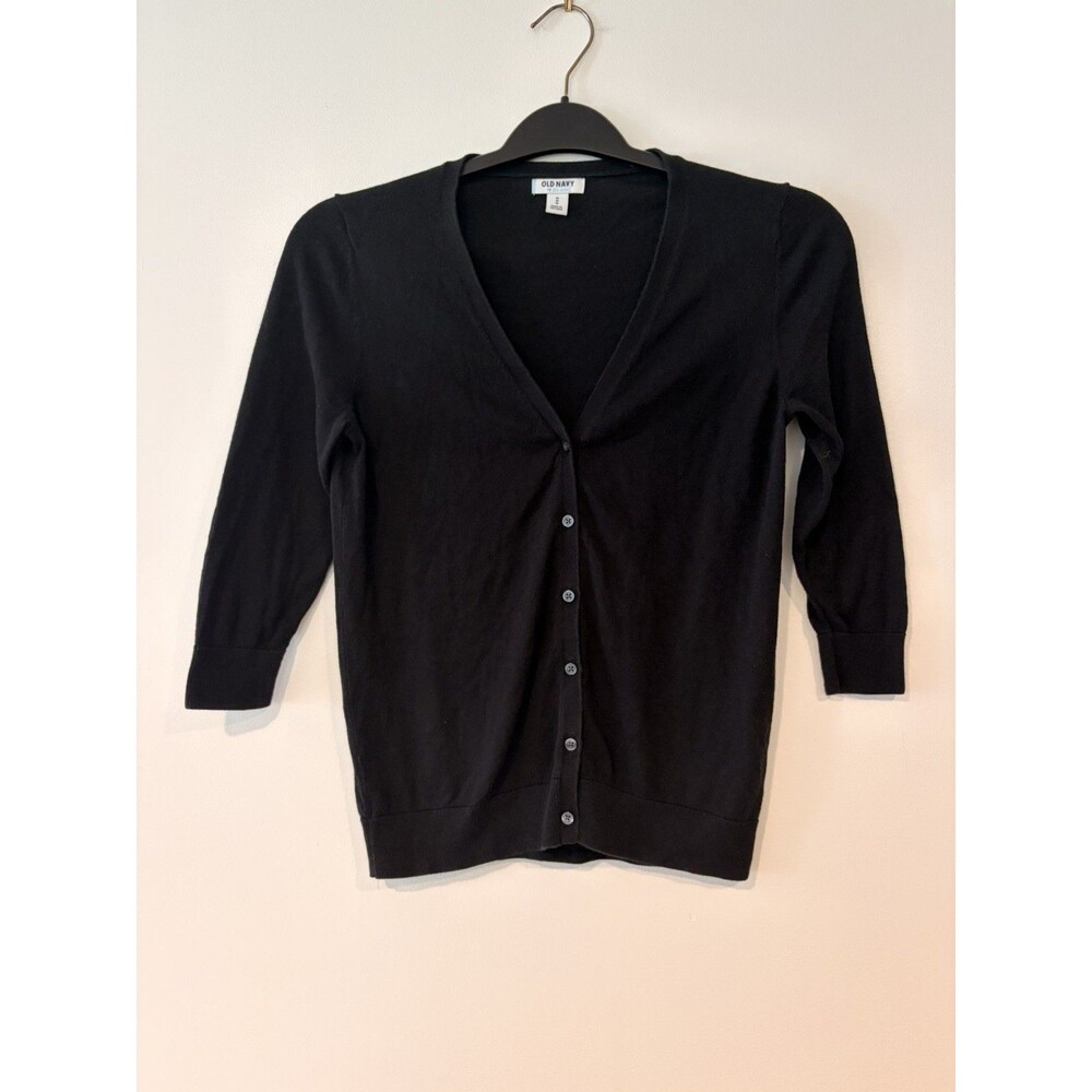 Old Navy Women's Black Button Down Soft 3/4 Sleeve Cardigan - Size M